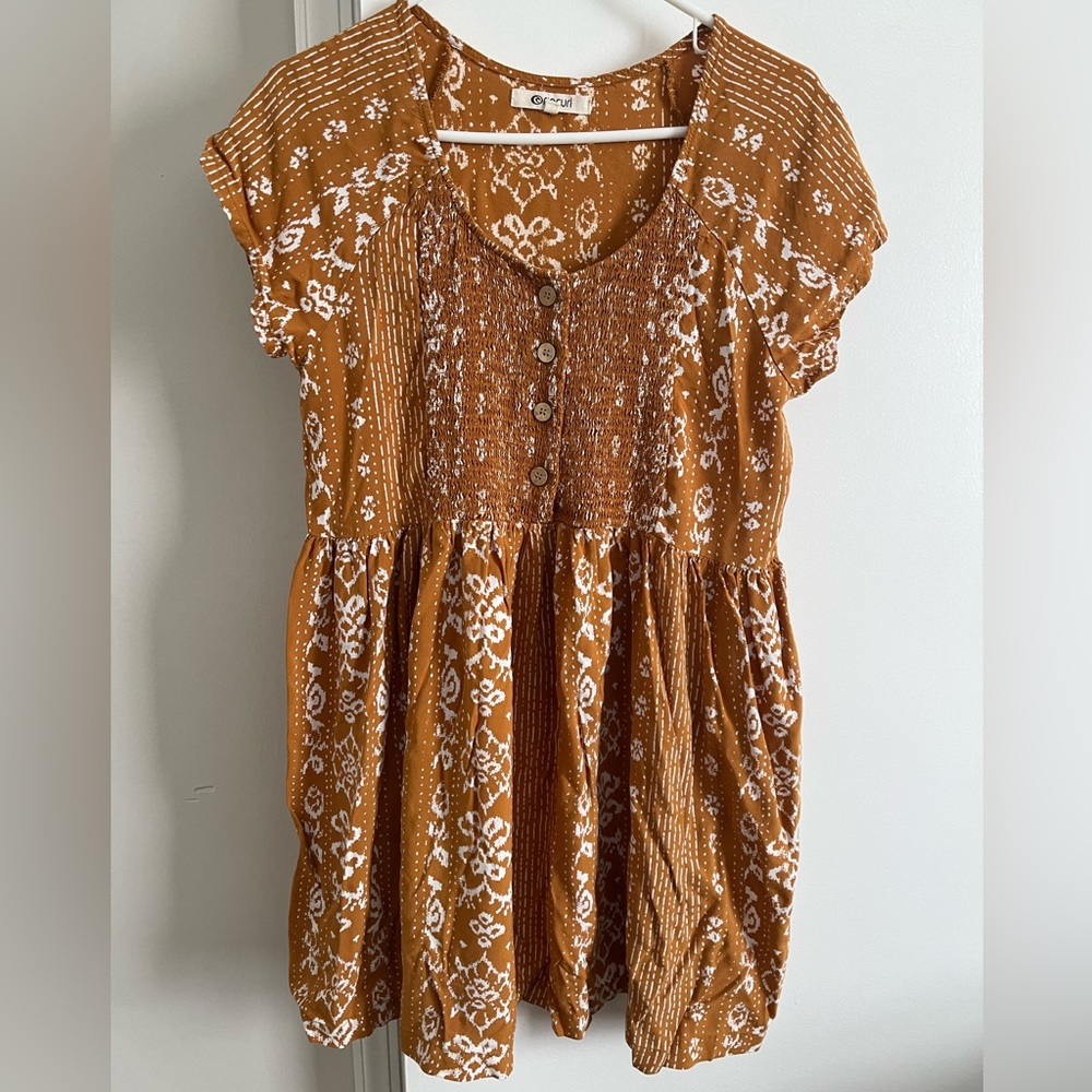Rip Curl mustard yellow ikat print tunic